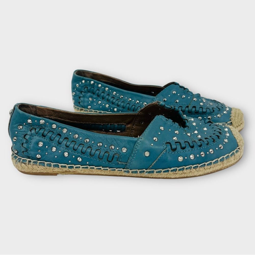Blue Studded Espadrille Flats